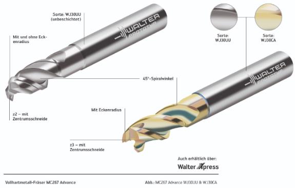 新型瓦尔特ISO N铣刀MC267 Advance(超强) 铝合金切削加工全能型产品