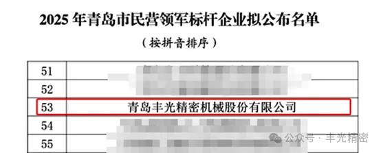 丰光精密荣获2025年度“青岛市民营领军标杆企业”